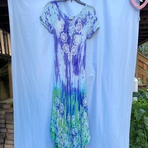Advance Apparels Purple and Green Tie-Dye Maxi Dress